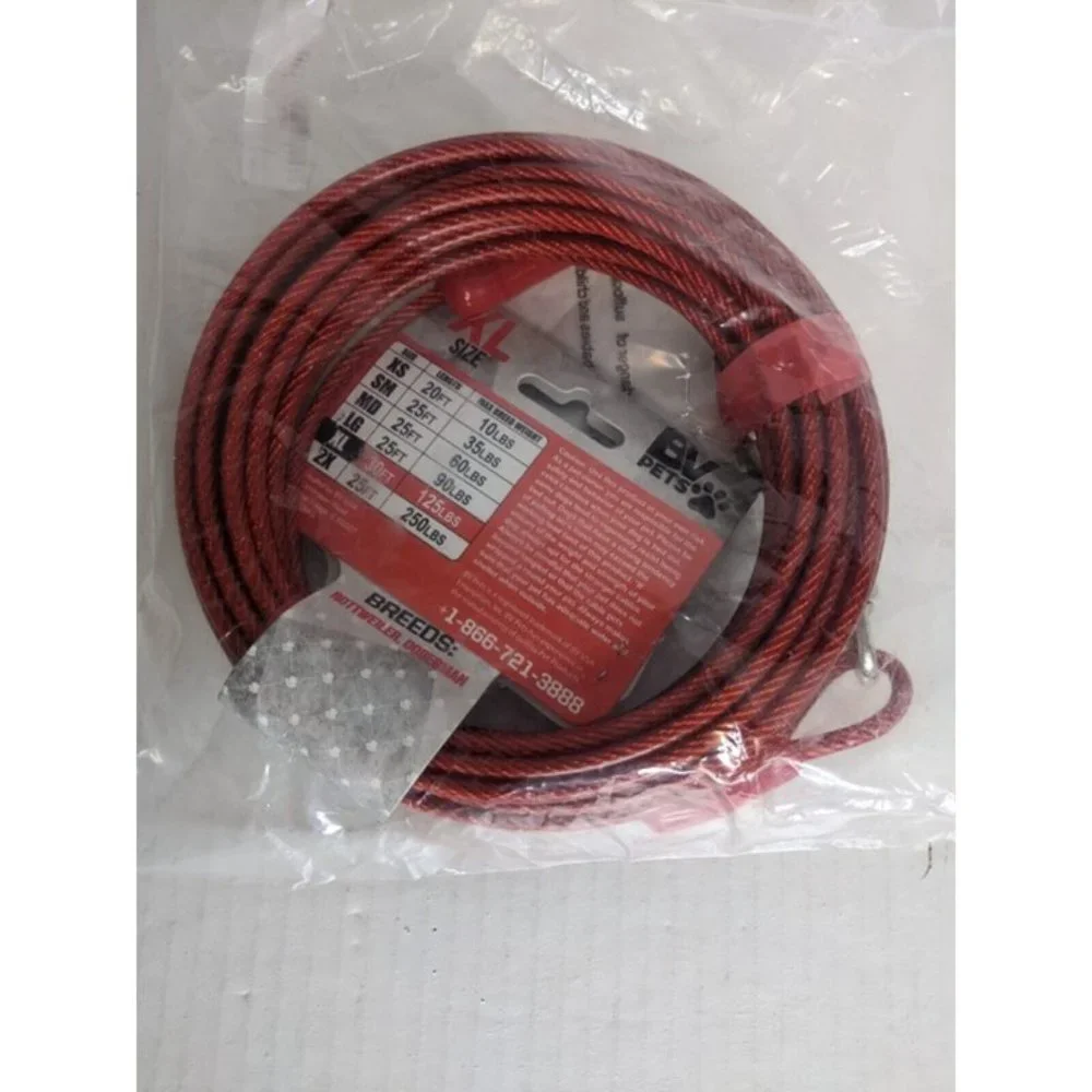BV PETS Tie-Out Cable for Dogs Up to 125 Pounds 30 Feet Red